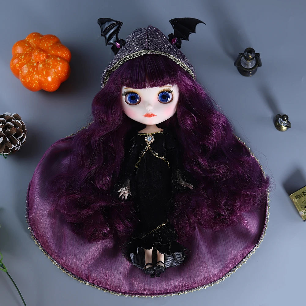 Gothic Blythe Puppe 30cm mit Zähnen, weiße Haut, BJD Set
