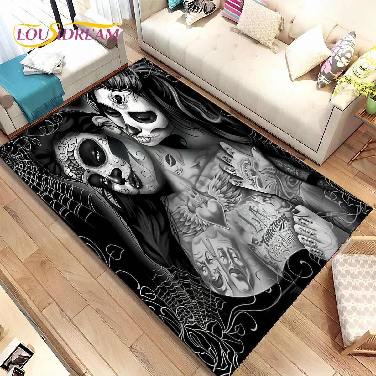 Gothic Horror Totenkopf Teppich für Wohnzimmer & Sofa – Bild 18