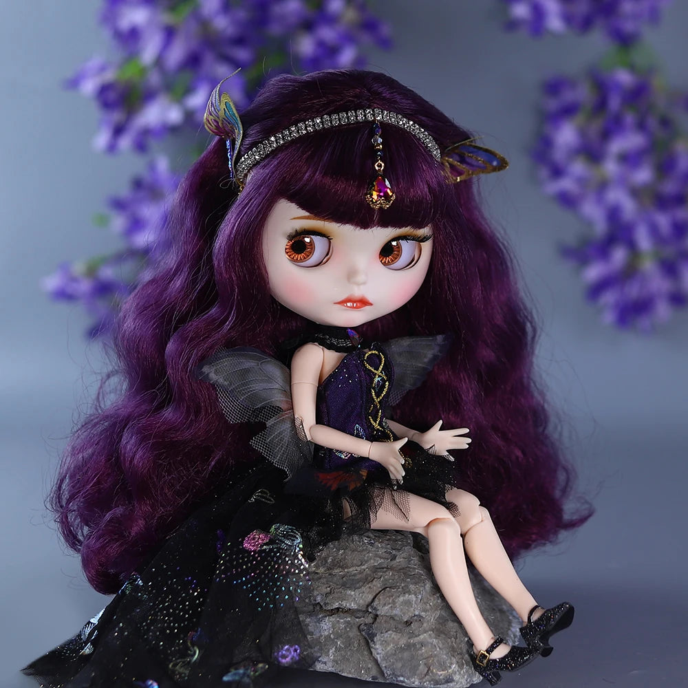 Gothic Blythe Puppe 30cm mit Zähnen, weiße Haut, BJD Set – Bild 6