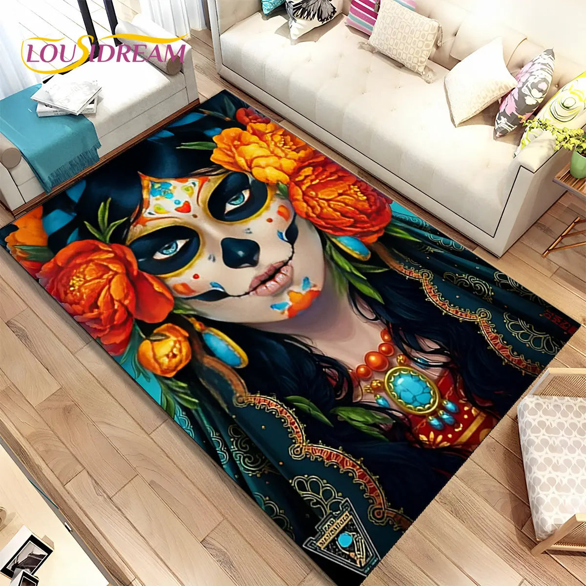 Gothic Horror Totenkopf Teppich für Wohnzimmer & Sofa – Bild 17