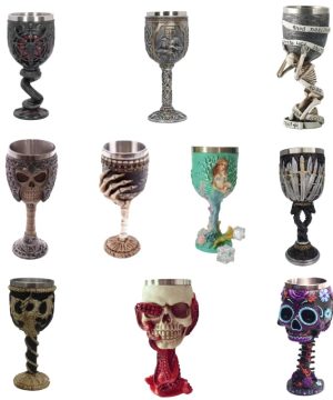 Gothic Totenkopf Kelch aus Harz – Retro Cocktailglas