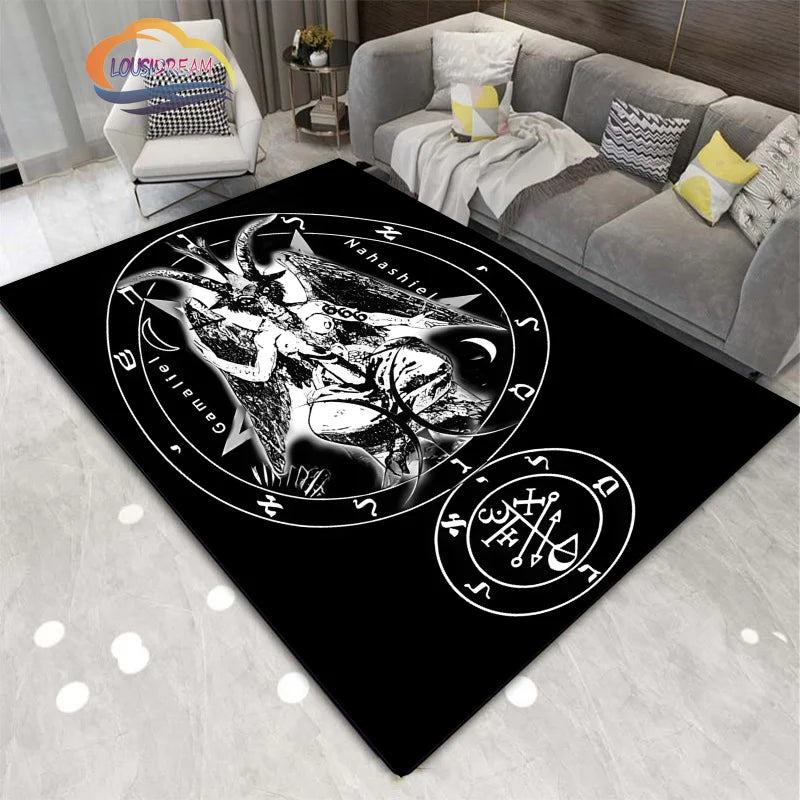 Gothic Teppich mit satanischem Schädel & Pentagramm Design – Bild 13