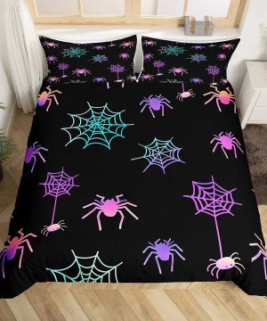 Gothic Bettwaesche Set Mit Lila Fledermaeusen 038 Sternen