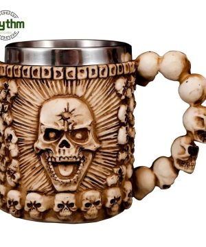 Gothic Totenkopf Becher aus Harz & Edelstahl für Bar-Deko