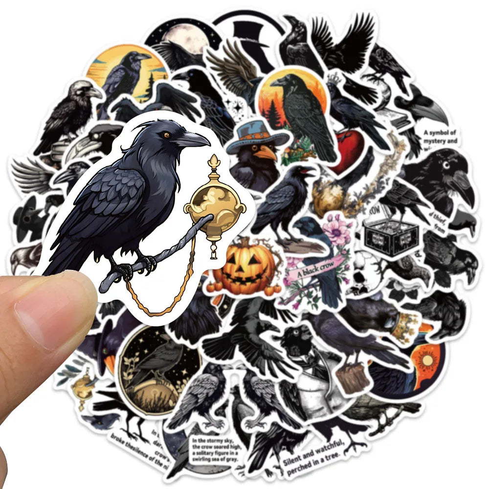50-teiliges Gothic Sticker-Set mit Krähen und Doktoren – Bild 5