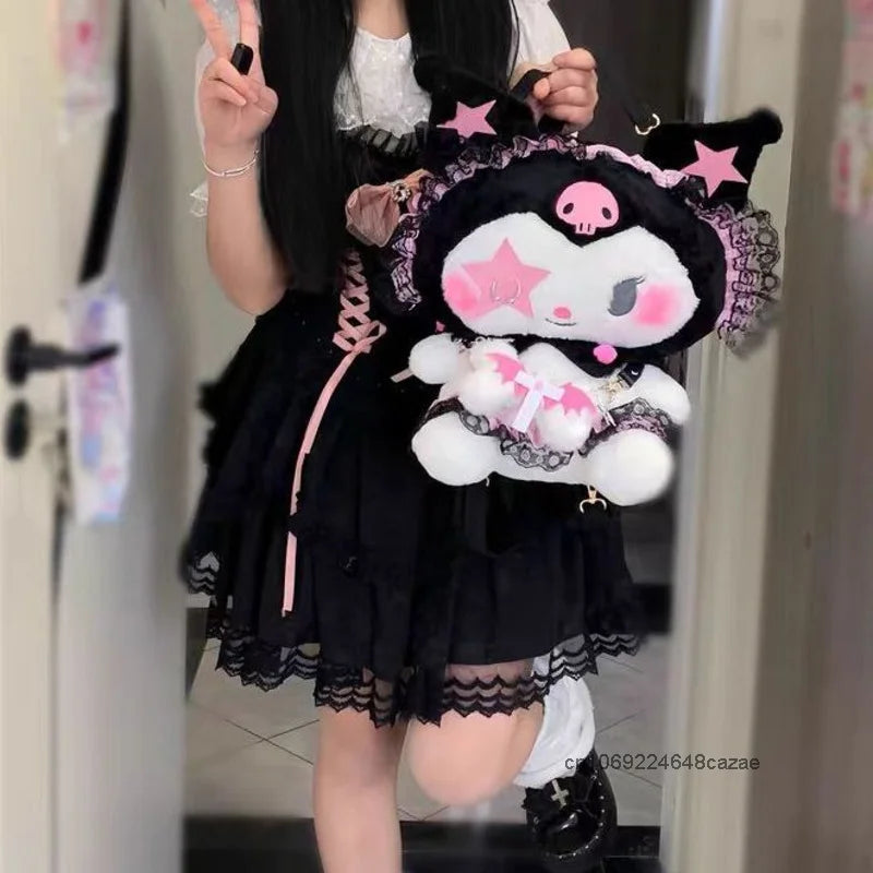 Gothic Lolita Kuromi Rucksack – Kawaii Plüsch Tasche – Bild 6