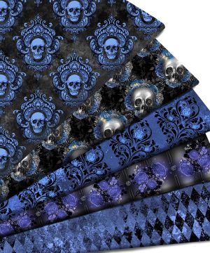 Gothic Stoff Mit Totenkopf Und Blumenmuster Diy Naehen Unisex