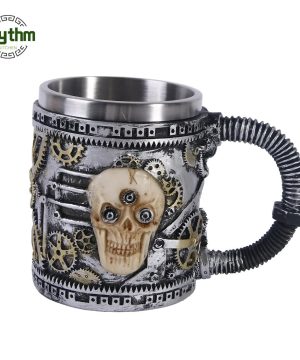 Gothic Totenkopf Becher aus Harz & Edelstahl, 3D Design