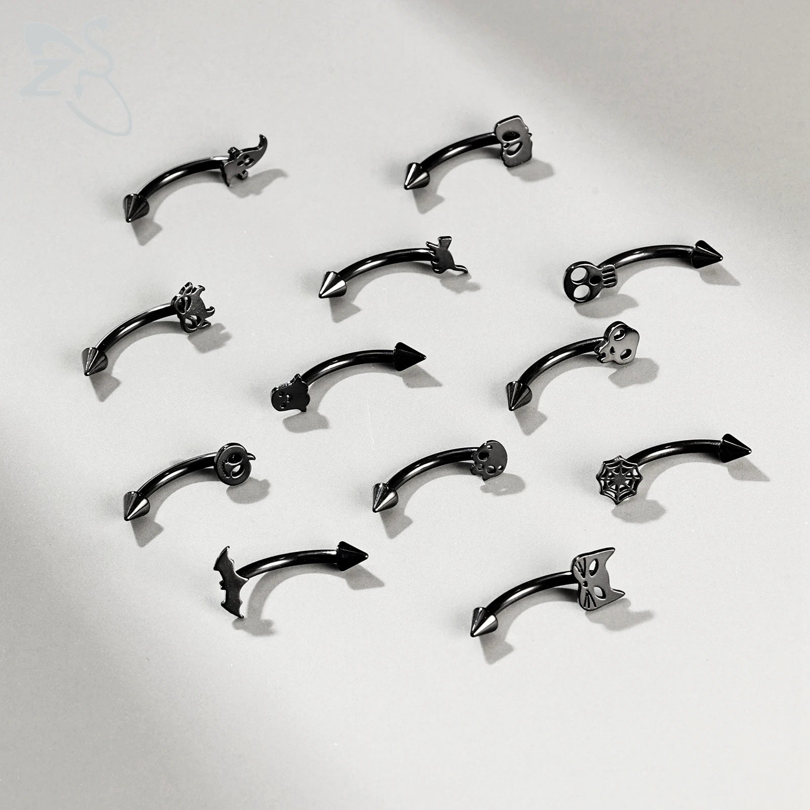 Gothic Augenbrauenpiercing aus Edelstahl mit Kürbisdesign – Bild 3