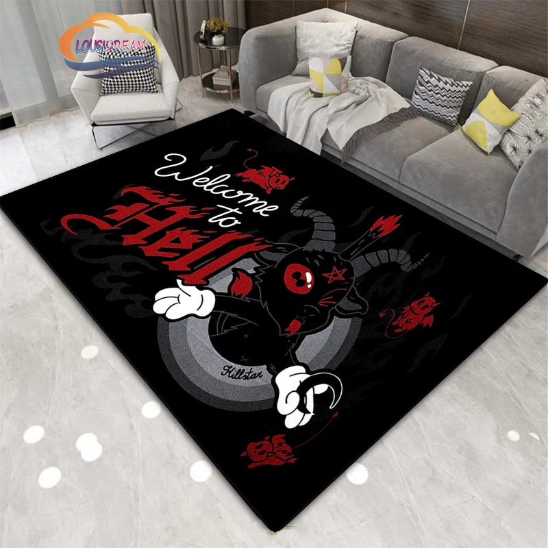 Gothic Teppich mit satanischem Schädel & Pentagramm Design – Bild 24