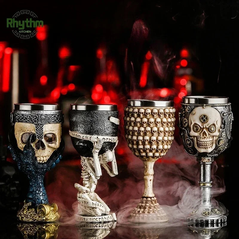 Gothic Totenkopf Bierkrug aus Harz & Edelstahl, 3D-Design – Bild 2