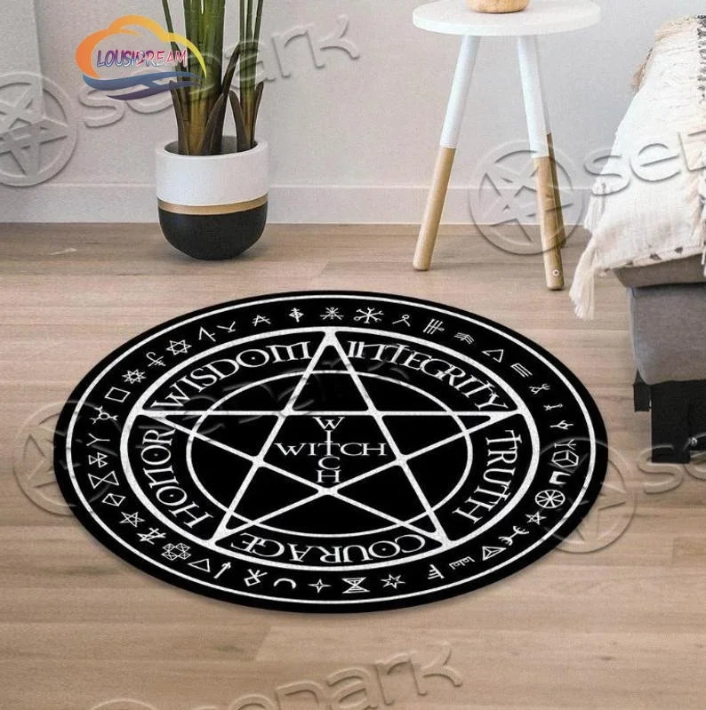 Gothic Pentagram Teppich – Runder Teppich mit Symbolen – Bild 2