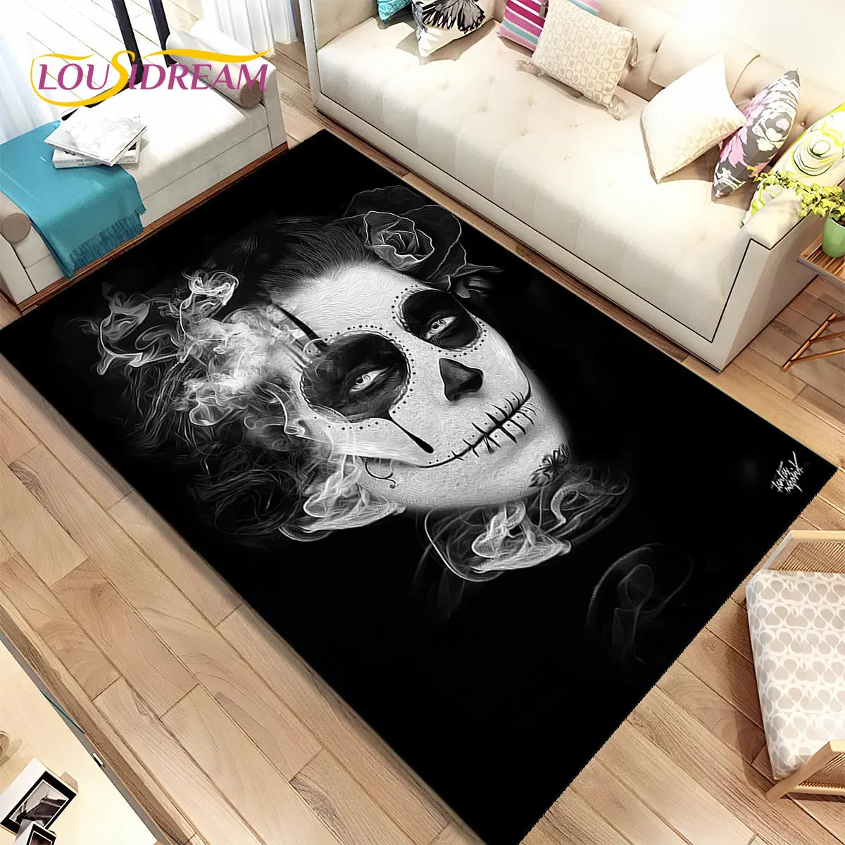 Gothic Horror Totenkopf Teppich für Wohnzimmer & Sofa – Bild 21