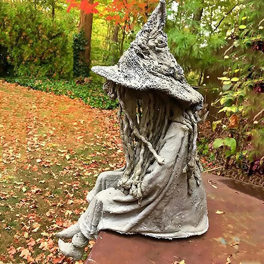 Gothic Solar Gartenleuchte Hexe Resin Deko Figur Außen – Bild 7
