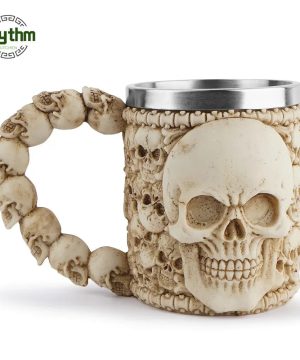 Gothic Totenkopf Bierkrug aus Harz & Edelstahl, 3D-Design