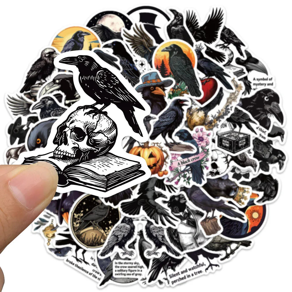 50-teiliges Gothic Sticker-Set mit Krähen und Doktoren – Bild 4