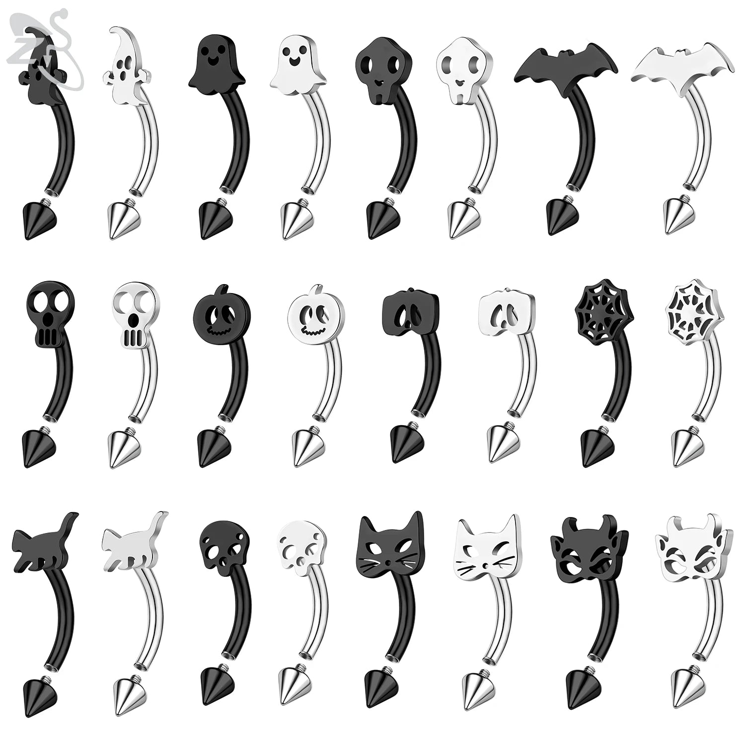 Gothic Augenbrauenpiercing aus Edelstahl mit Kürbisdesign