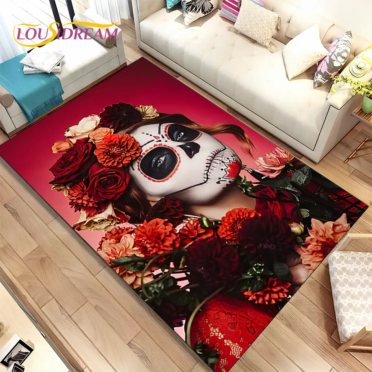 Gothic Horror Totenkopf Teppich für Wohnzimmer & Sofa – Bild 24