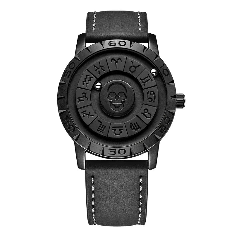 Gothic Herrenarmbanduhr mit Magnetzeiger und Lederband – Bild 10