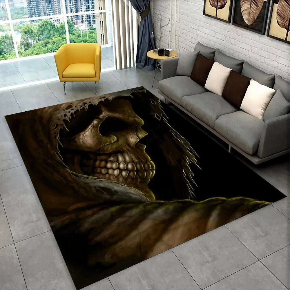 Gothic Totenkopf Teppich – Rutschfeste Grusel-Deko Matte – Bild 11