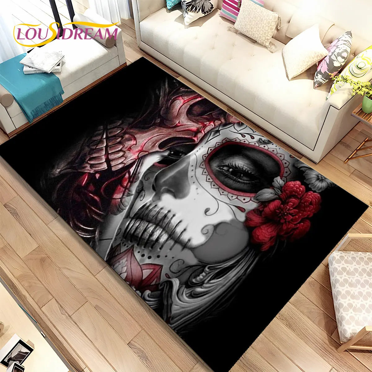 Gothic Horror Totenkopf Teppich für Wohnzimmer & Sofa – Bild 12