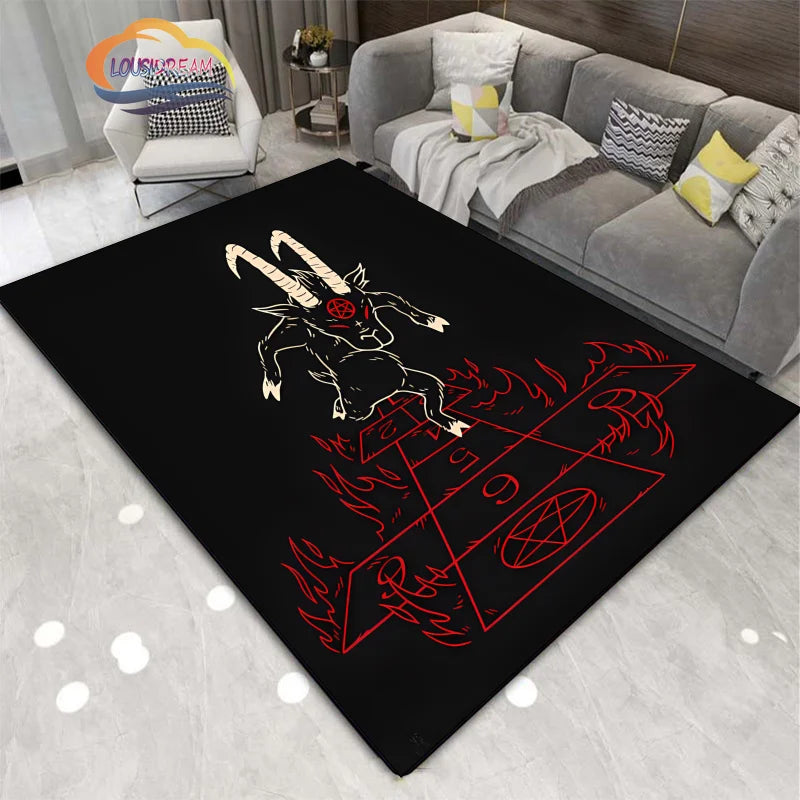 Gothic Teppich mit satanischem Schädel & Pentagramm Design – Bild 17