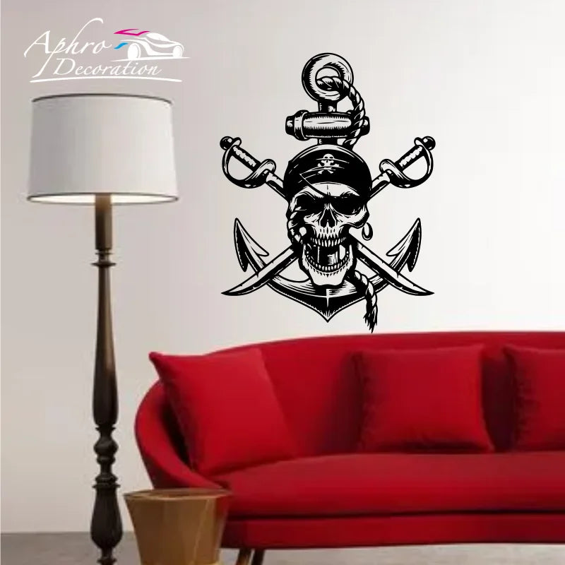 Gothic Wandtattoo mit Totenkopf & Anker im Nautik-Stil – Bild 4