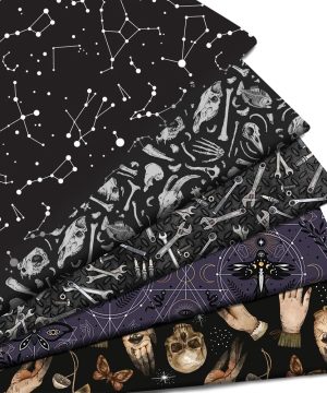 Gothic Stoff Mit Totenkopf 038 Sternbild 50x145cm Baumwolle Unisex