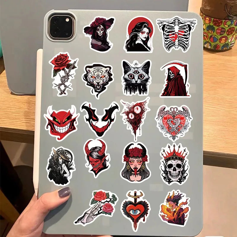 50tlg. Set Gothic Horror Sticker – Skelett & Graffiti Style – Bild 4