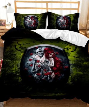 Gothic Bettwaesche Set Mit 3d Totenkopf Fuer Paare