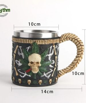 Gothic Totenkopf Bierkrug aus Harz & Edelstahl 3D Design