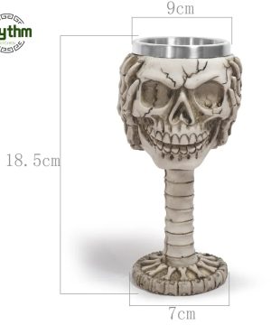 Gothic Totenkopf Becher aus Harz und Edelstahl 3D Design