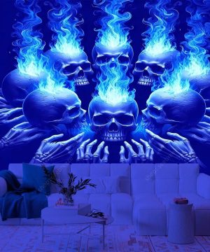 Gothic Psychedelic Skull Wandbehang – Skelett Dekor