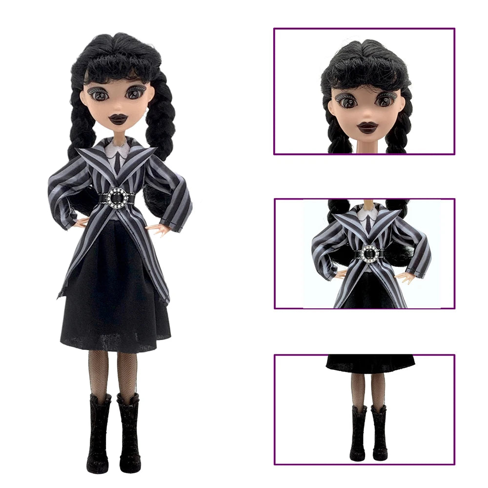 Gothic Wednesday Addams Puppe 30cm BJD Dekofigur Kinder – Bild 3