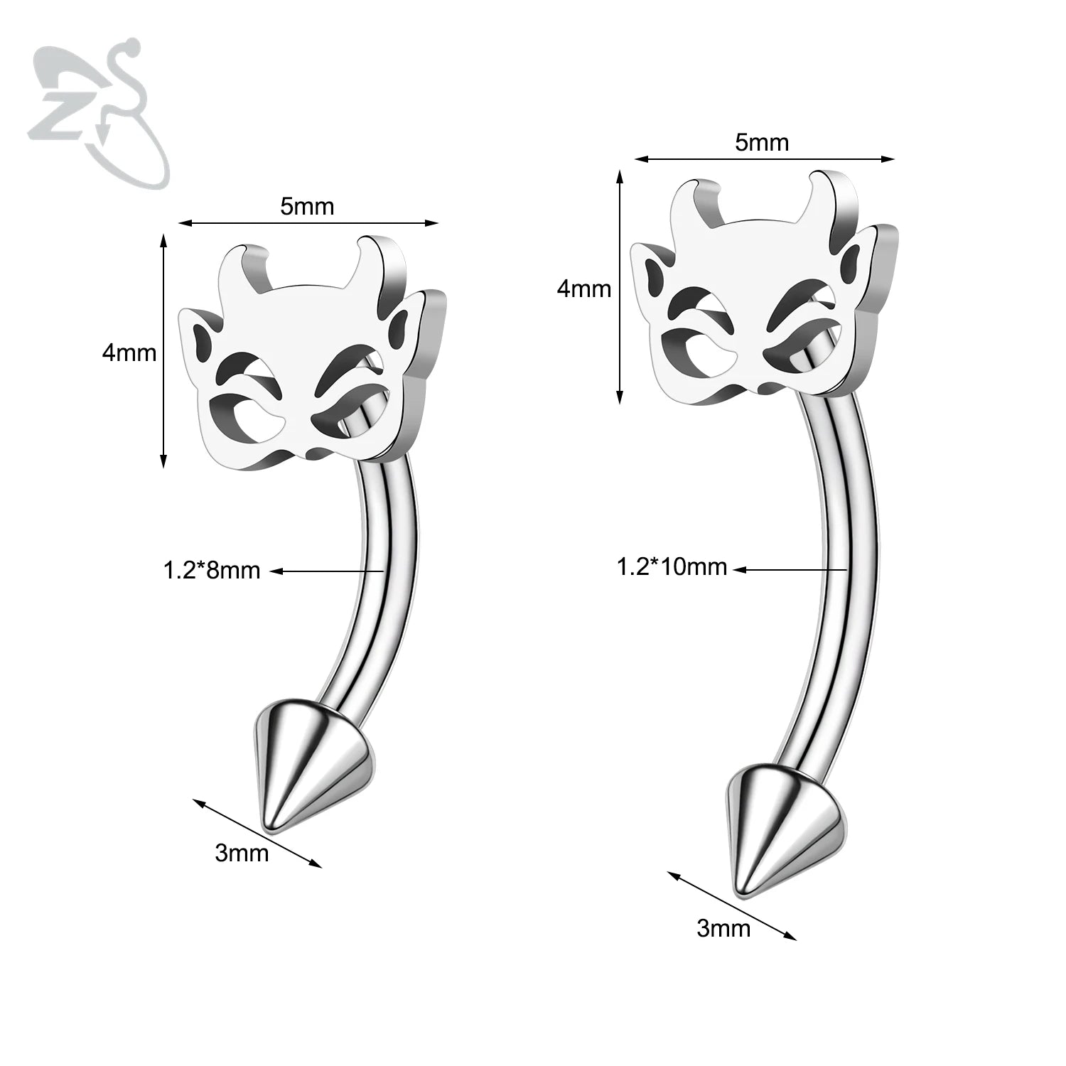 Gothic Augenbrauenpiercing aus Edelstahl mit Kürbisdesign – Bild 4