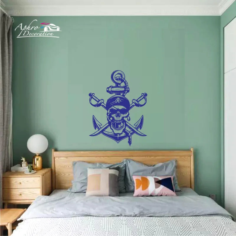 Gothic Wandtattoo mit Totenkopf & Anker im Nautik-Stil – Bild 5