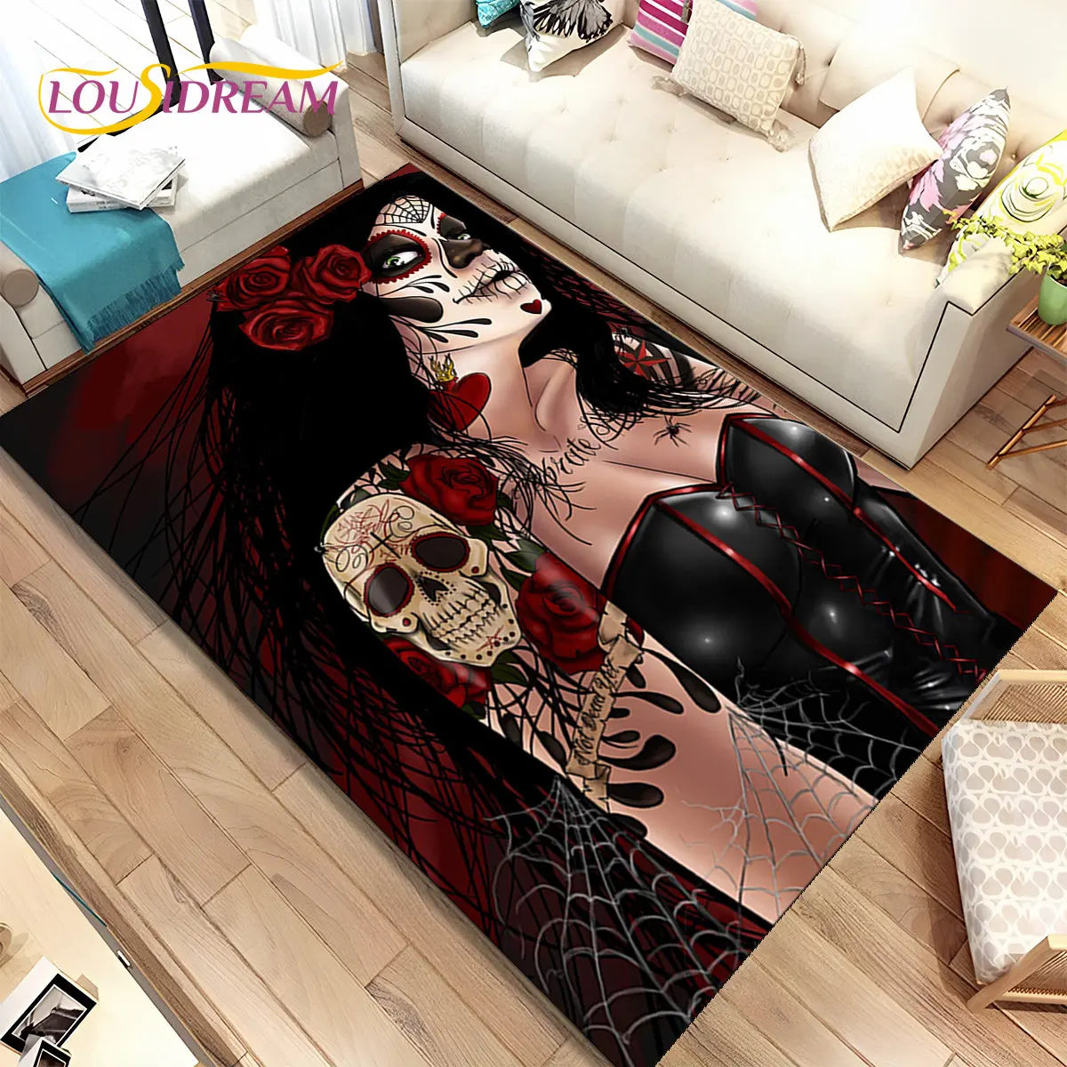 Gothic Horror Totenkopf Teppich für Wohnzimmer & Sofa – Bild 20