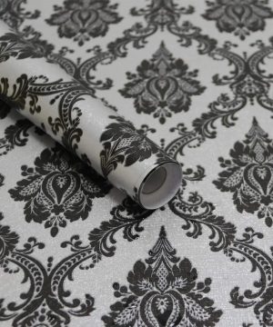 Gothic selbstklebende Tapete Schwarz Silber für Wände