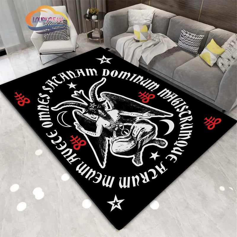 Gothic Teppich mit satanischem Schädel & Pentagramm Design – Bild 27