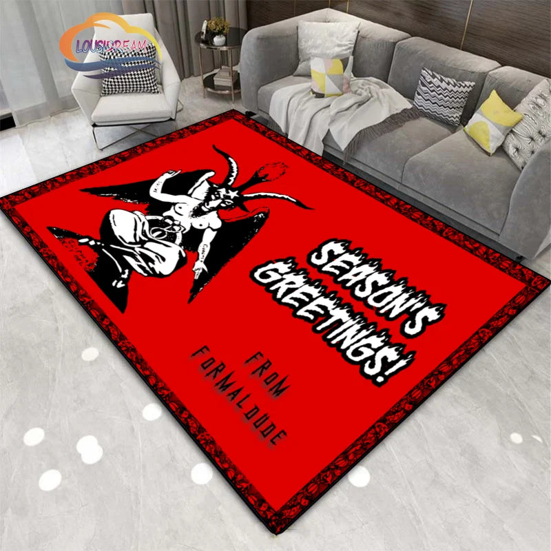 Gothic Teppich mit satanischem Schädel & Pentagramm Design – Bild 11