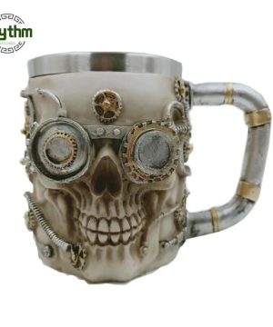 Gothic Totenkopf Becher aus Harz und Edelstahl, 3D Design