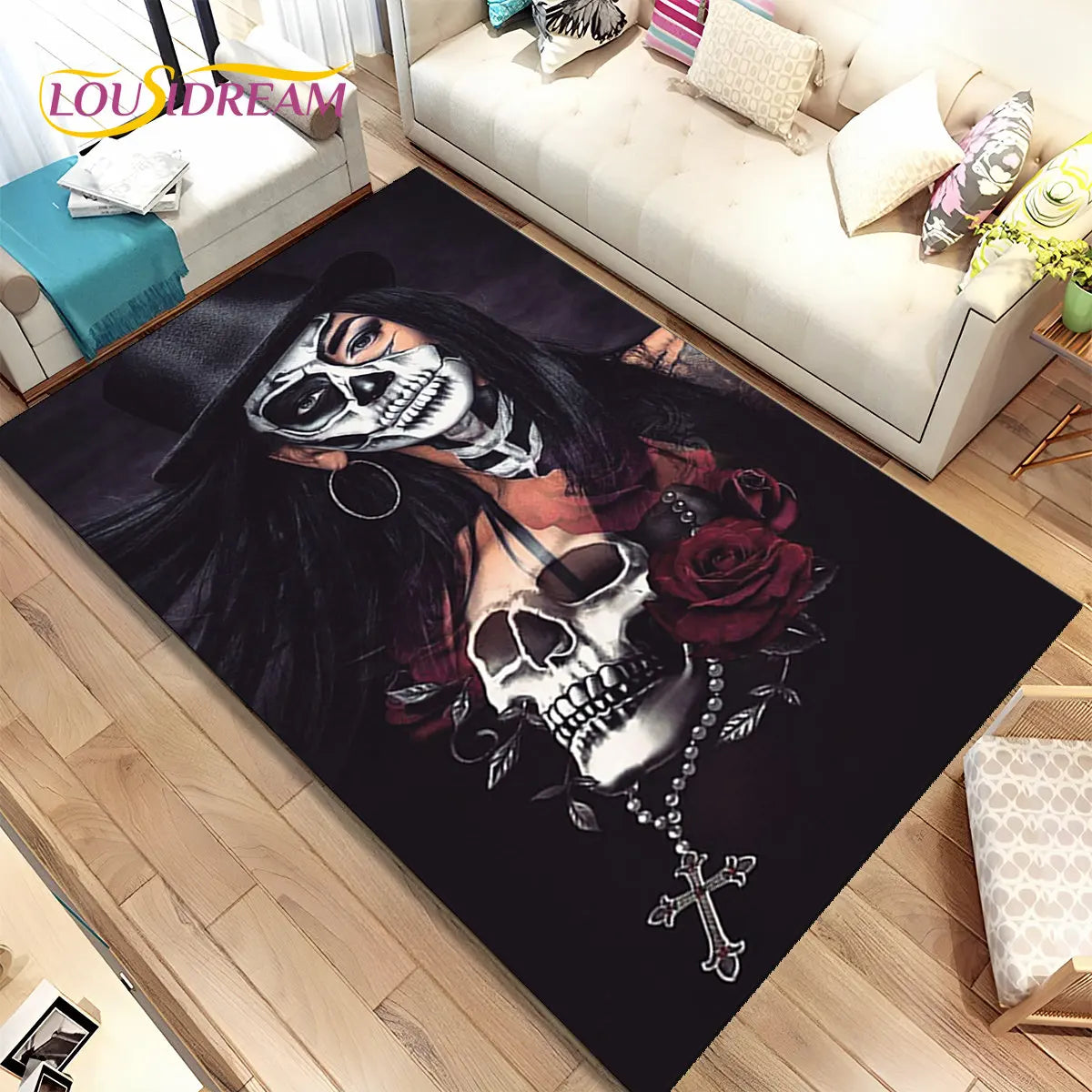 Gothic Horror Totenkopf Teppich für Wohnzimmer & Sofa – Bild 25