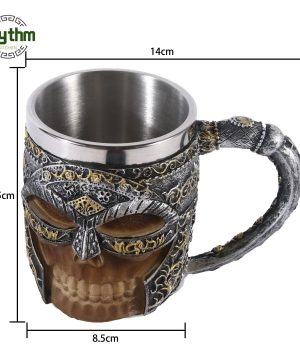 Gothic Totenkopf Bierkrug aus Harz mit Edelstahl-Einsatz