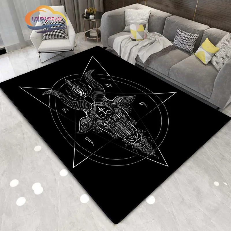 Gothic Teppich mit satanischem Schädel & Pentagramm Design – Bild 23