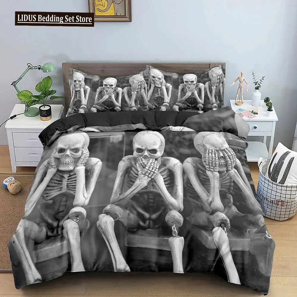 Gothic 3d Totenkopf Bettwaesche Set Mit Daemonenmotiv