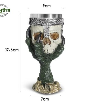 Gothic Totenkopf Bierkrug aus Harz mit Edelstahl-Einsatz