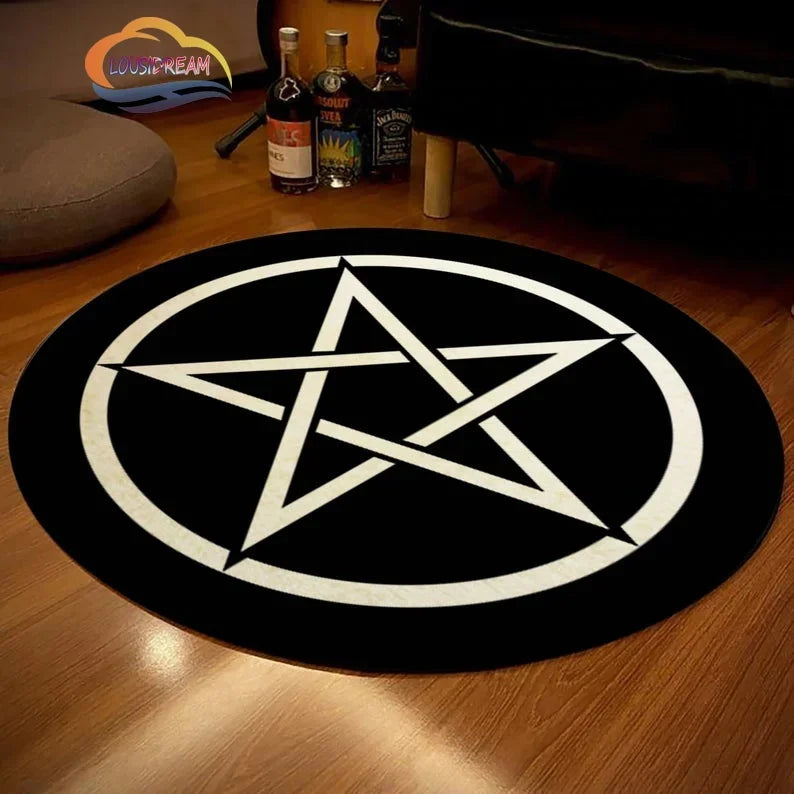 Gothic Pentagram Teppich – Runder Teppich mit Symbolen