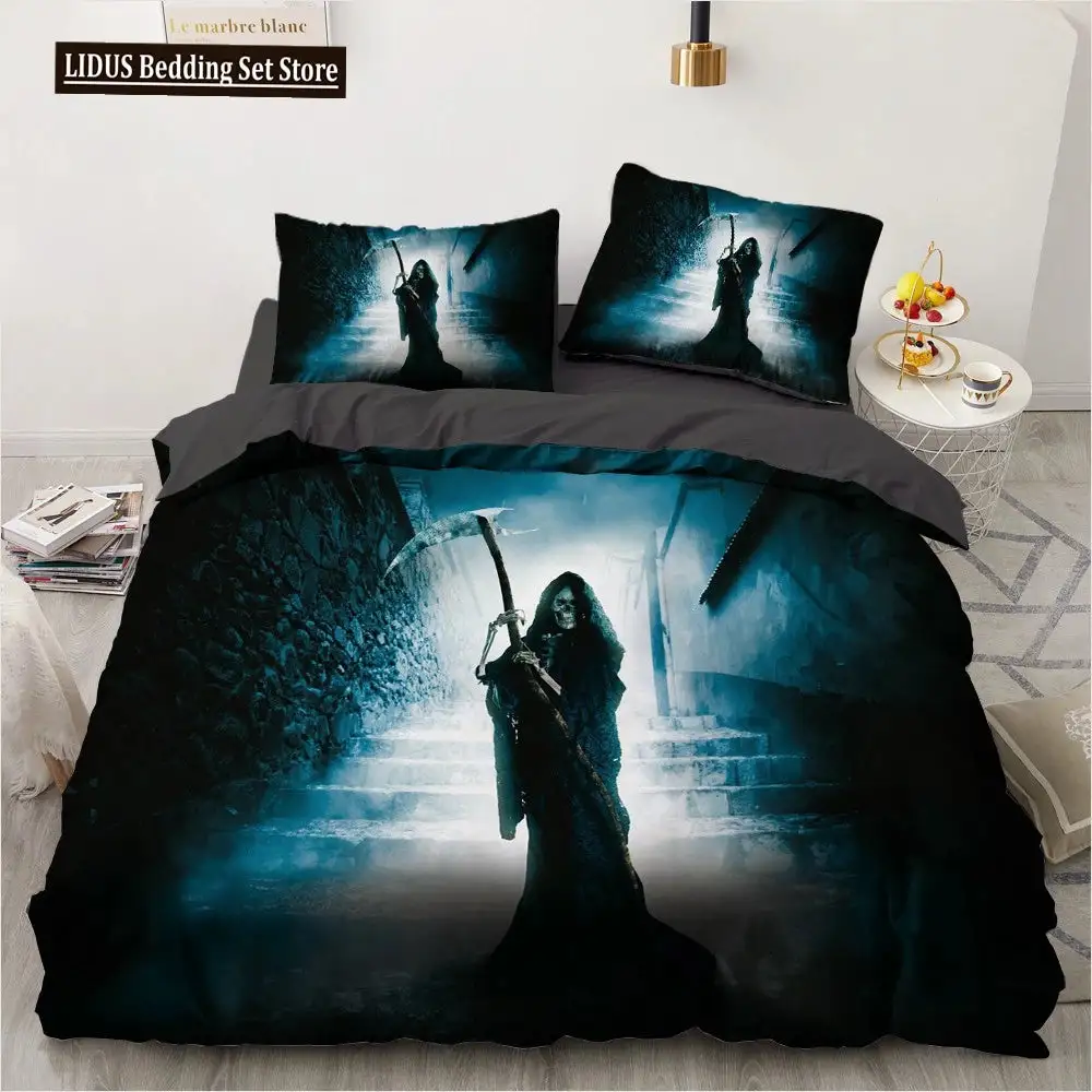 Gothic 3d Totenkopf Bettwaesche Set Mit Daemonenmotiv