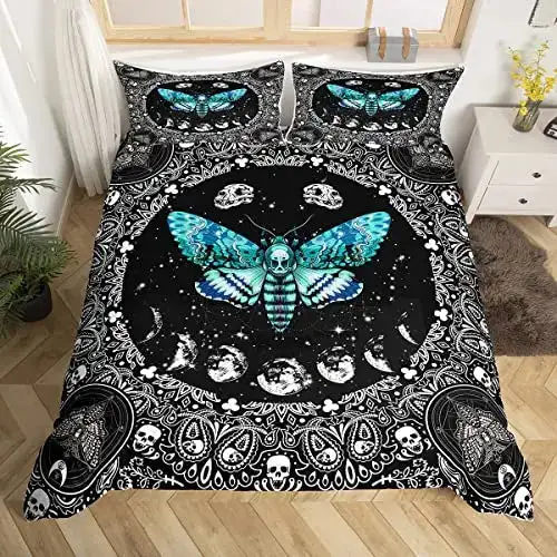 Gothic Bettwaesche Set Mit Totenkopf 038 Rose Skelett Motiv