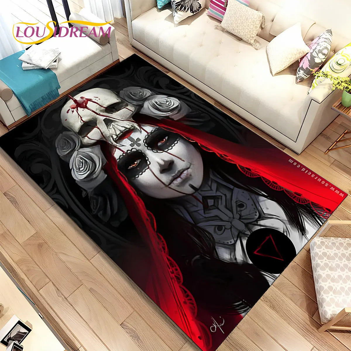 Gothic Horror Totenkopf Teppich für Wohnzimmer & Sofa – Bild 2
